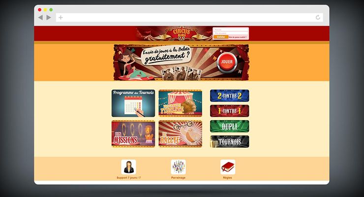 Circus Mania website graphic redesign